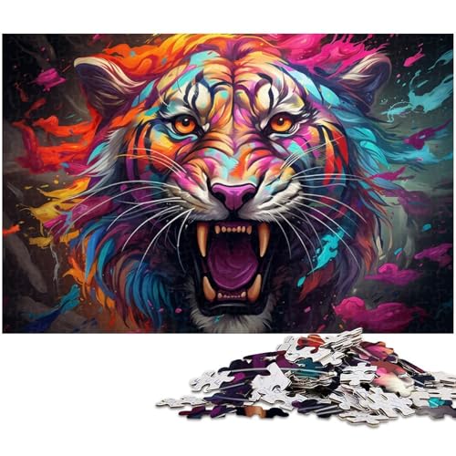 Wütender, gewalttätiger Tiger, Puzzle für Erwachsene, 1000 Teile, Lernspiel, Herausforderungsspielzeug, einzigartige Heimdekoration und Geschenke (Größe 50 x 75 cm) von WGLINGX