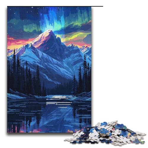 Wunderschönes Aurora Borealis-Puzzle mit 1000 Teilen für Erwachsene. Praktisches Spiel zum Zeitvertreib zu Hause für Teenager ab 14 Jahren (Größe 38 x 26 cm) von WGLINGX
