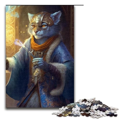Zauberer-Katzen-Puzzle für Erwachsene, 1000 Teile, Lernspiel, Herausforderungsspielzeug, Weihnachts- und Geburtstagsgeschenk (Größe 50 x 75 cm) von WGLINGX