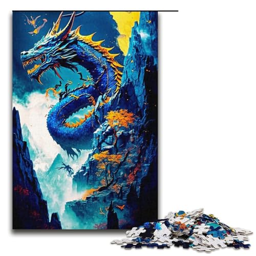 für Erwachsene, 1000-teiliges Drachenpuzzle für Erwachsene, Kartonpuzzle, Familiendekoration (Größe 38 x 26 cm) von WGLINGX