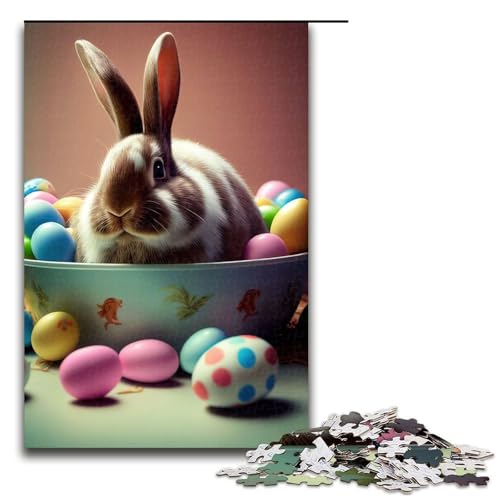 für Erwachsene, 1000-teiliges Puzzle, Kaninchen, Osterhase, Tierpuzzles für Holzpuzzle, Lernspielzeug (Größe 50 x 75 cm) von WGLINGX