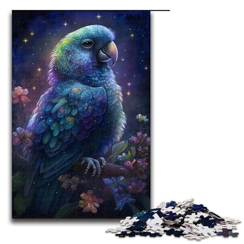 für Erwachsene, 1000-teiliges Puzzle, Papagei, Blumenuniversum, Puzzle für Erwachsene, Teenager, Holzpuzzle, tolles Geschenk (Größe 50 x 75 cm) von WGLINGX