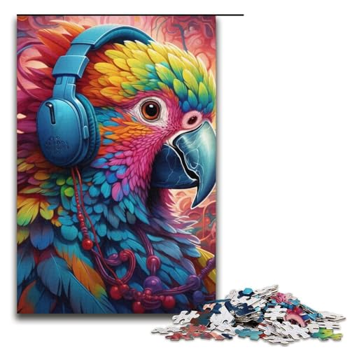 für Erwachsene, 1000-teiliges Puzzle, buntes Papageien-Puzzle für Erwachsene, Kartonpuzzle, Familiendekoration (Größe 38 x 26 cm) von WGLINGX