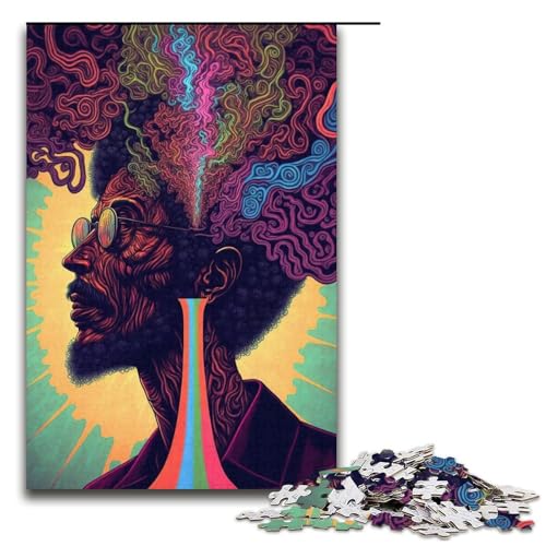 für Erwachsene, 1000-teiliges Puzzle, psychedelisches Denkspiel für Erwachsene, Papierpuzzle, Familiendekoration (Größe 38 x 26 cm) von WGLINGX