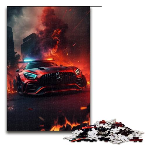 für Erwachsene, 1000-teiliges Puzzle, roter Sportwagen, Puzzles für Holzpuzzle, Lernspielzeug (Größe 50 x 75 cm) von WGLINGX