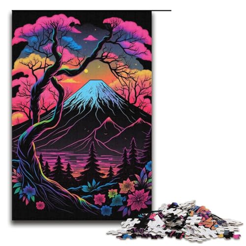 für Erwachsene, 1000-teiliges Puzzle Aquarell-Berge, Papierpuzzle, Familiendekoration (Größe 38 x 26 cm) von WGLINGX
