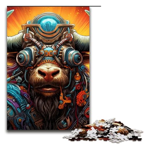 für Erwachsene 1000 Teile Puzzle Steampunk Yak Puzzle für Erwachsene Holzpuzzle Familiendekoration 19,69x29,53 Zoll von WGLINGX
