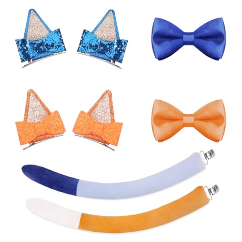 WGOCAUK 6 Stück blaues Hundekostüm für Damen, blau-orangefarbene Hundeohren, Haarnadel, Fliege, Schwanz für Halloween, Tier, Cosplay, Partygeschenk WGOCAUK 6 Stück blaues Hundekostüm für Damen, blau-orangefarbene Hundeohren, Haarnadel, Fliege, Schwanz für Halloween, Tier, Cosplay, Partygeschenk von WGOCAUK