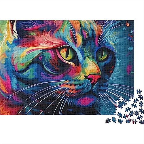 Abstrakte Katzen-Puzzles, 1000 Teile, Wildtiere für Erwachsene, Puzzles für Erwachsene, 1000 Teile, Puzzle, Lernspiele, 1000 Teile (75 x 50 cm) von WGUST