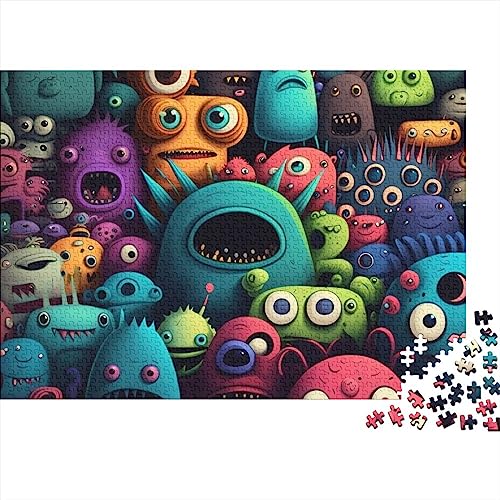 Bunte Monster-Puzzles für Erwachsene, 300 Teile, Puzzles mit verrückten Charakteren, 300 Teile für Erwachsene, herausforderndes Spiel, 300 Teile (40 x 28 cm) von WGUST