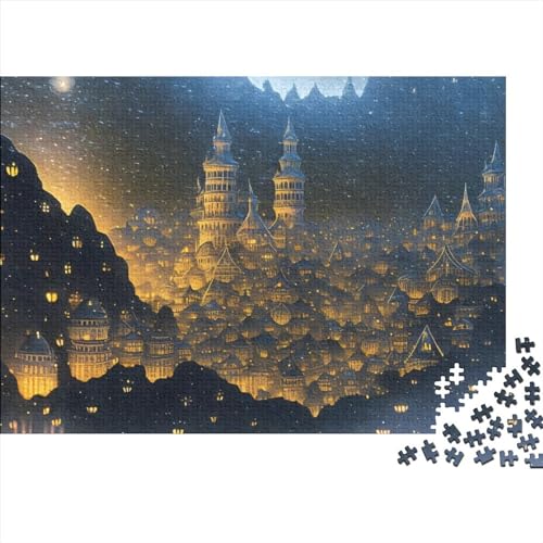 Castle Night 1000-teiliges Puzzle für Erwachsene, lustiges Spielzeug, Denkspiel, Bildungsspiel, Dekoration, Spielzeug, Herausforderung, pädagogisch, 1000 Stück (75 x 50 cm) von WGUST