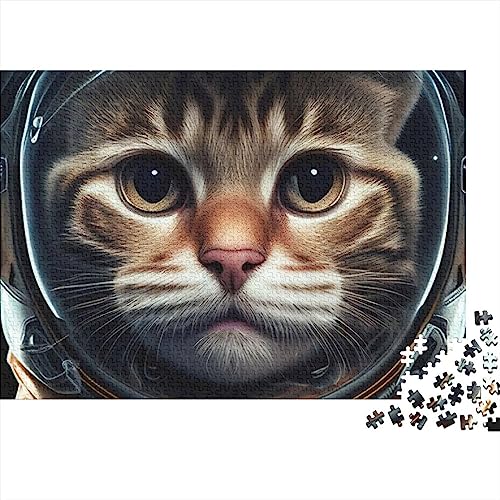Weltraum-Katze-Puzzle, 500 Teile, Weltraumtier für Erwachsene, Puzzle für Erwachsene, 500-teiliges Puzzle, Lernspiele, 500 Teile (52 x 38 cm) von WGUST