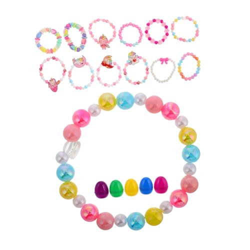 WHAMVOX 1satz Ostern Handbemalte Eier Set Für Junge Mädchen Bastelbedarf Für Ostern Dekorationen Mit Füllbarem Plastik-eiern Inklusive Handgelenkarmbänder Für Kreative Projekte von WHAMVOX