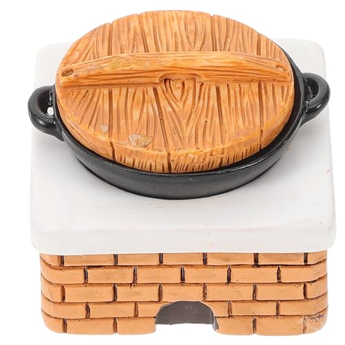 WHAMVOX 1 Satz Miniatur Küchenmöbel Set für Puppenhaus Teiliges Modell mit Herd Töpfen und Deckeln für Kreative Spielstunden der Puppenhaus Küche von WHAMVOX