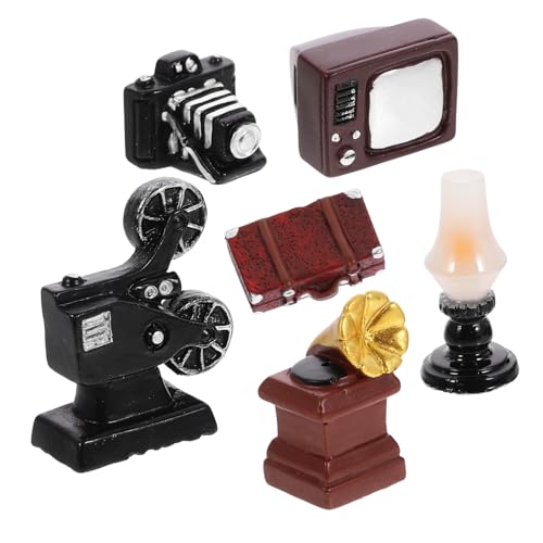 1 Satz dekorative Ornamente Dekoration Schlafzimmer Bedroom Decor Puppenhaus-Miniatur-Phonograph Puppenhaus-Tischlampen Schreibtisch Requisiten Kunsthandwerk Dekorationen Modell von WHAMVOX