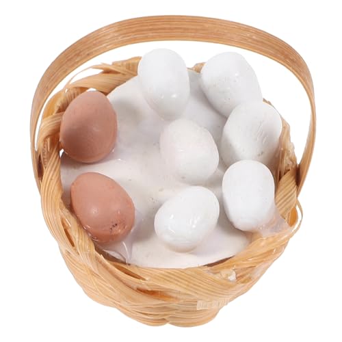 WHAMVOX 1 Set Puppenhaus-Harz-Eier Und Korb-Miniatur-Eier-Modelle, Mini- -Requisiten von WHAMVOX