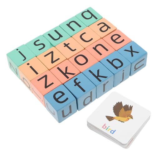 WHAMVOX 1 Set Rechtschreib Wortspiele Leseblöcke Aus Holz Mit Buchstaben Karteikarten Lernen Schreiben Lesen Montessori Für von WHAMVOX