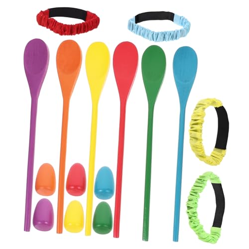 WHAMVOX 1 Set Sensorische Integration Werkzeug Fisch Polyester Zappeln Gummi Ei Rennen Löffel Eier Holz von WHAMVOX