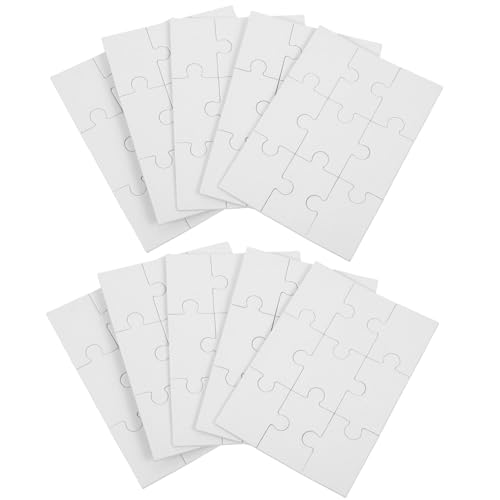 WHAMVOX 10 Blätter Leere Puzzles Weiße DIY-holzpuzzles Sublimationstransfer-Puzzle Beschreibbare Rätsel Weißes DIY-holzpuzzle Übermalbare Puzzles Puzzleteile Rechteck Schmücken 26c Papier von WHAMVOX
