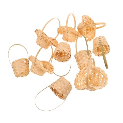 WHAMVOX 10 Stück Maßstab Mini Rattan Körbchen für Puppenhaus Dekoration Vielseitig Verwendbar als Blumenkorb Aufbewahrung und Osterdeko von WHAMVOX