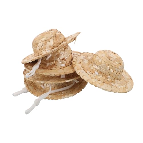 WHAMVOX 10 Stück Teiliges Mini Strohhüte mit Kinnband Handgewebte Miniatur Sombrero Puppenhüte für DIY Bastelprojekte und Puppenhausdekoration WHAMVOX 10 Stück Teiliges Mini Strohhüte mit Kinnband Handgewebte Miniatur Sombrero Puppenhüte für DIY Bastelprojekte und Puppenhausdekoration von WHAMVOX