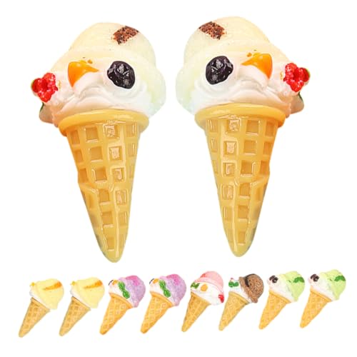 WHAMVOX 10 Stück Teiliges Realistisches Mini Eiscreme Modell aus Resin Farblich Gemischt Langlebige Dekoration für Dessertshop Fotorequisiten und Ausstellungszwecke von WHAMVOX