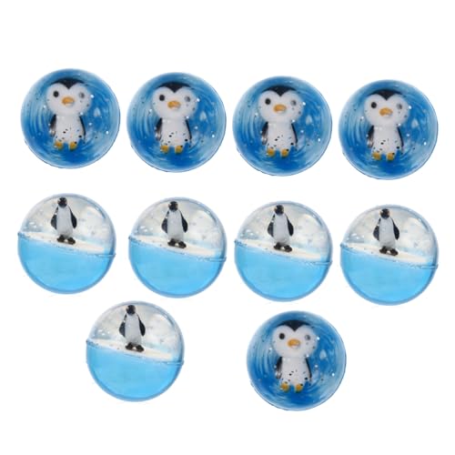WHAMVOX 10 Stück Teiliges Transparente Gummibälle mit Pinguin Motiv Springfreudige Hüpfbälle Sicherer Spielspaß Drinnen und Draußen Kristallklare Elastische Wurfspielzeuge für Mädchen von WHAMVOX