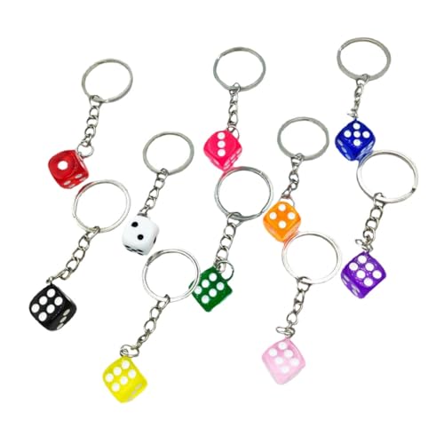 WHAMVOX 10 Stück Teiliges Würfel Schlüsselanhänger Farbige Mini Würfel Anhänger Multifunktionaler Taschenanhänger aus Robustem und Edelstahl Dekorativer Schlüsselring für Alltag und von WHAMVOX