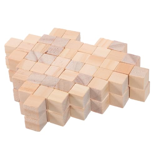 WHAMVOX 100 Stück Massivholzbausteine bastelzeug für stapelspielzeug für Kleinkinder holzbauklötze Farbige Holzblöcke kleine Würfelblöcke Lernspiel Kiefernholz von WHAMVOX