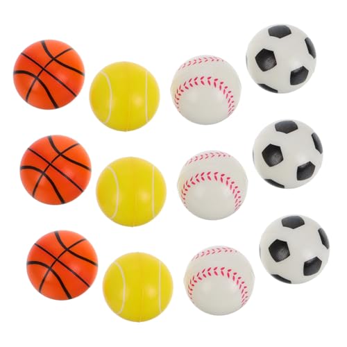 WHAMVOX 12 Stück Teiliges Mini Sportbälle aus Weichem Pu Schaum Elastische Stressbälle in Basketball Fußball Baseball für Entspannung Handtraining Partygeschenke und Karnevalsspielzeug von WHAMVOX