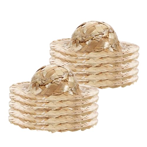 WHAMVOX 12 Stück Teiliges Miniatur Strohhut Handgefertigte Geflochtene Kleine Hüte für DIY Basteln Puppenaccessoires Foto Requisiten und Partydeko Vielseitig Einsetzbar von WHAMVOX