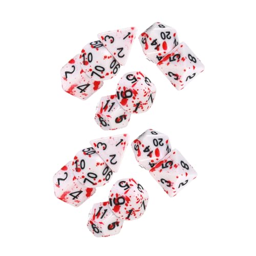 WHAMVOX 14 Stück Teiliges Acrylwürfel Blutbespritztem Design Langlebige Party Spielwürfel für Brettspiele und Rollenspiele Dekoratives Zubehör für Halloween-feiern und Familienspiele von WHAMVOX