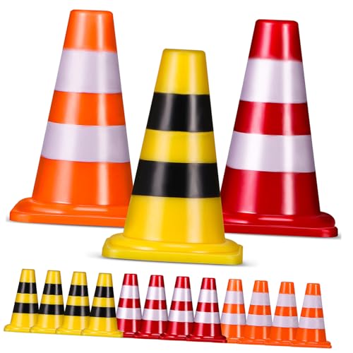 WHAMVOX 15 STK. Teiliges Mini-verkehrshütchen Kunststoff Realistische Straßenabsperrungen und Verkehrszeichen Sicher und Langlebig für Lernen Fördert Kreativität und Verkehrsverständnis von WHAMVOX