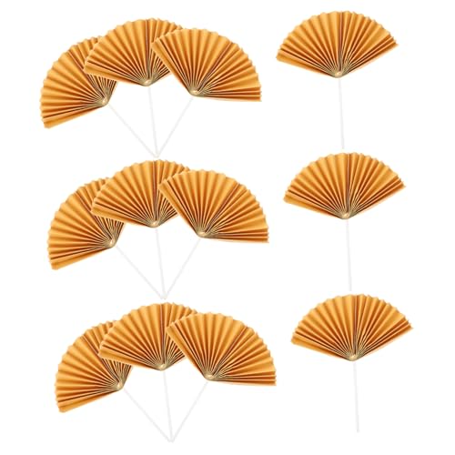 WHAMVOX 16 Stück Teiliges Tortendeko mit Goldfarbenen Antik Inspirierten Papierfächern Stabile Cake Topper für Geburtstag Hochzeit Shower und Party Kreative Cupcake Deko für Festliche von WHAMVOX