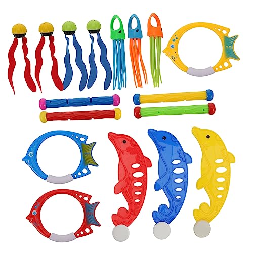 WHAMVOX 17 Stück Teiliges Tauchspielzeug mit Gewichtung Sicherem Kanten Design Inklusive Ringen Sticks und Meeresfiguren Fördert Unterwasserfähigkeiten für Schwimmbad und Zufällige Farbe WHAMVOX 17 Stück Teiliges Tauchspielzeug mit Gewichtung Sicherem Kanten Design Inklusive Ringen Sticks und Meeresfiguren Fördert Unterwasserfähigkeiten für Schwimmbad und Zufällige Farbe von WHAMVOX