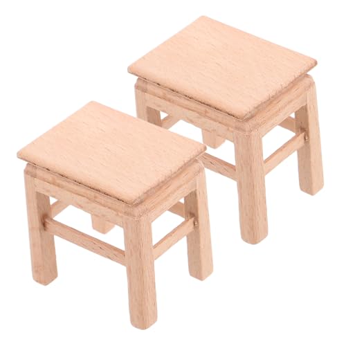 WHAMVOX Miniatur Hocker Mini Holzstuhl Puppenhaus Miniatur Accessoire Mini Stuhl Für Puppenhaus von WHAMVOX