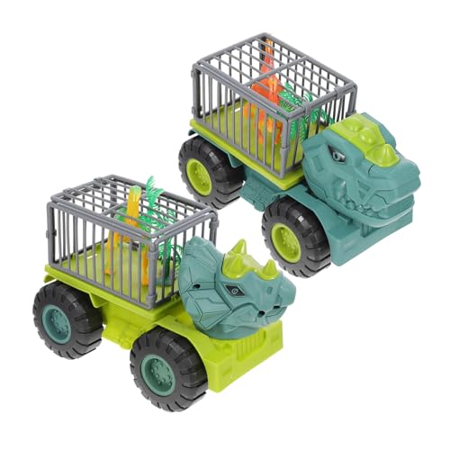 WHAMVOX 2 Sätze Dinosaurier Ingenieurfahrzeug Manuell Angetriebenes Schwungrad Auto Verschiedene Transport Dinosaurier für Kleinkinder Buntes zum Geburtstag Langlebig und Zufällige Farbe von WHAMVOX