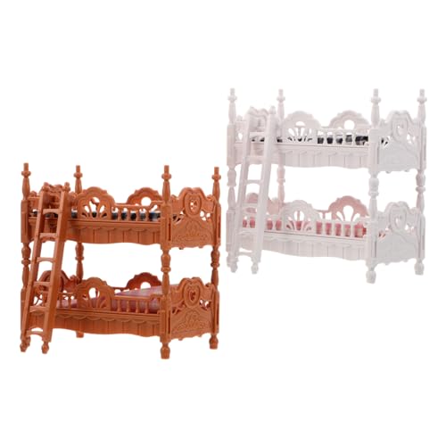 WHAMVOX 2 Sätze Doll House Top Und BOD Bunk Puppenhaus-etagenbett- Mini-Haus-puppenbett Simulationsmöbel Puppenhaus Etagenbetten Miniatur -etagenbettmodell Mini -hausmöbel Plastik von WHAMVOX
