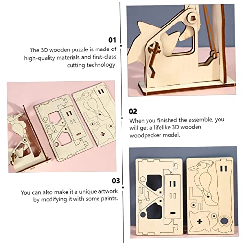 WHAMVOX 2 Sätze Holzpuzzle Holzspecht DIY Montage Holzbaukasten Holzspielzeug für Kleber Einfache Montage Pädagogisches Lernspielzeug Geschenk von WHAMVOX