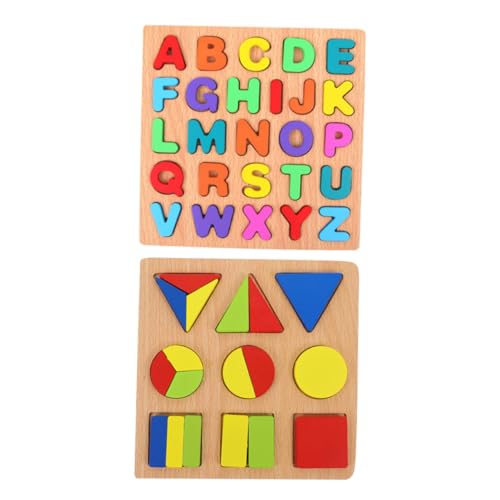 WHAMVOX 2 Sätze Holzspielzeug Lernpuzzle Buchstaben und Formen Montessori Lernspielzeug für Feinmotorik Kreativität und Logisches Denken von WHAMVOX