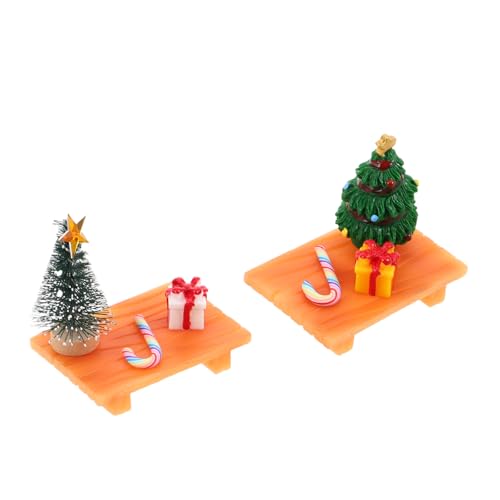 WHAMVOX 2 Sätze Miniatur Geschenkbox Candy Cane Miniaturbank Resin Weihnachtsdekoration für Puppenhaus DIY Festliche Mikro Landschaft Zubehör von WHAMVOX