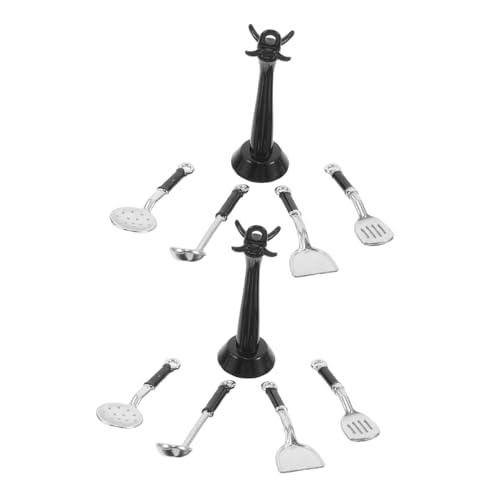 WHAMVOX 2 Sätze Miniatur Küchenutensilien mit Spatel Schöpflöffel Sieb und Löffel Realistische Mini Kochwerkzeuge für Puppenhaus Küchenmodell Kreative Dekoration und Rollenspiel Zubehör von WHAMVOX