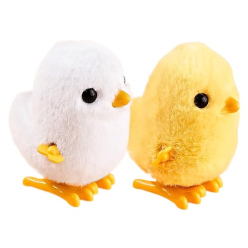 WHAMVOX 2 Stück Aufziehspielzeug für Plüsch Küken und Huhn Niedliches Uhrwerkspielzeug zur Dekoration Motorischen Fähigkeiten für Ostern und Besondere Anlässe von WHAMVOX