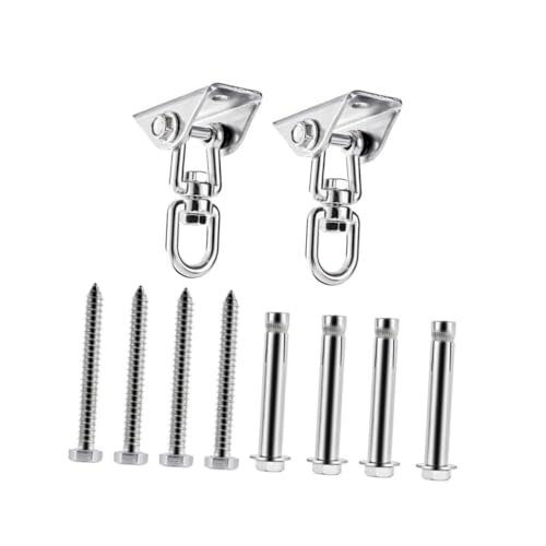 WHAMVOX 2 Stück Edelstahl Drehbarer Schwerlast Haken mit Fixierplatte mit Schrauben Zementnägel Belastbarer Deckenhaken für Hängematten Hängesessel Schaukel Sitzfläche Einfache Montage von WHAMVOX