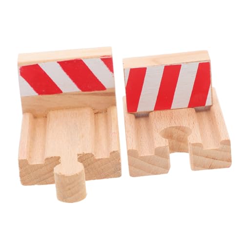 WHAMVOX 2 Stück Holzschienen Eisenbahnstrecke aus Robustem Holz mit Stoppgleis für Spielzeugzug Zubehör zur Erweiterung der Holzbahn für Kreatives und Motorische von WHAMVOX
