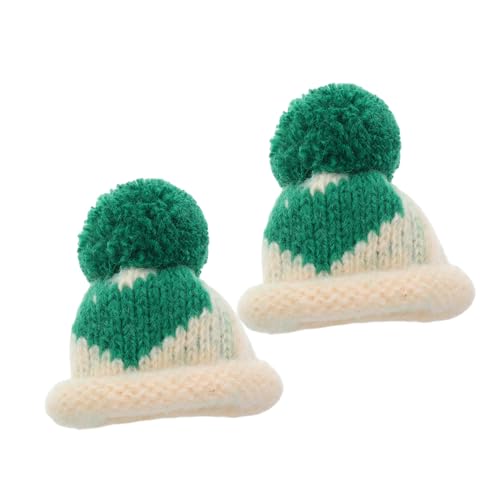 WHAMVOX 2 Stück Mini Strickmützen Handgefertigt Kleine Wollhüte für DIY Bastelprojekte Weinflaschen Dekoration Niedliche Mini Beanies für Festtagsdeko und Bärenaccessoires von WHAMVOX