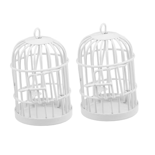 WHAMVOX 2 Stück Miniatur Metall-vogelkäfig mit Tür Vintage Stil Deko für Puppenhaus Feengarten Vielseitiges Kleines Metall-dekoornament zum Aufhängen von WHAMVOX