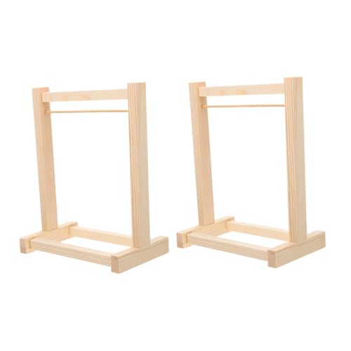 WHAMVOX 2 Stück Miniatur Puppenhaus Kleiderständer aus Holz Platzsparend Einfach zu Montieren Multifunktional für Puppenkleidung und Zubehör für Puppenhaus Kleiderschrank Organizer von WHAMVOX
