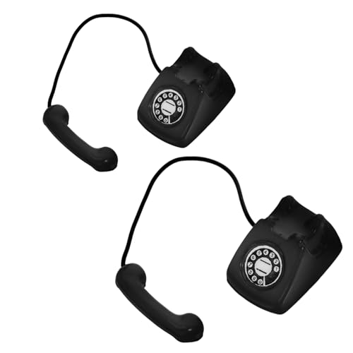 WHAMVOX 2 Stück Miniatur Vintage Telefon aus Realistische Retro Telefonrequisite für Puppenhaus Detailreiche Dekoration und Zubehör für Kreative Bastel Spielwelten von WHAMVOX