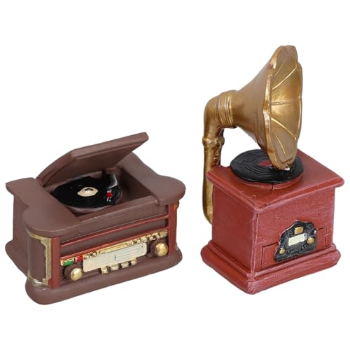WHAMVOX 2 Stück Miniatur-grammophon- : Puppenhaus-phonographenmöbel, Retro-Harz, Vintage-Plattenspieler-Ornament Für Mikrolandschaft, Feengarten, Kuchenauto WHAMVOX 2 Stück Miniatur-grammophon- : Puppenhaus-phonographenmöbel, Retro-Harz, Vintage-Plattenspieler-Ornament Für Mikrolandschaft, Feengarten, Kuchenauto von WHAMVOX
